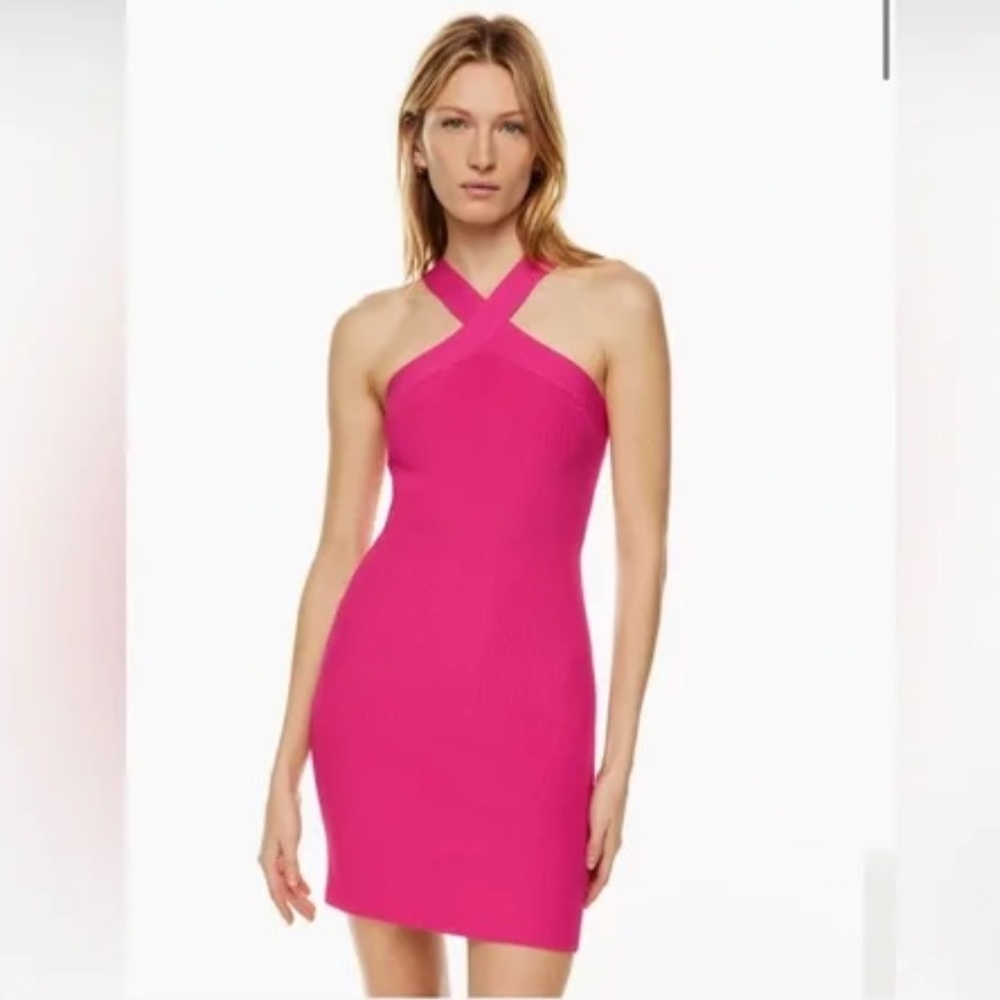 Aritzia Sculpt Knit Criss Cross Dress Ribbed halter dress Large